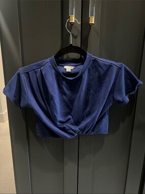 Habitual Navy Blue Girls Knot-Front Crop Top